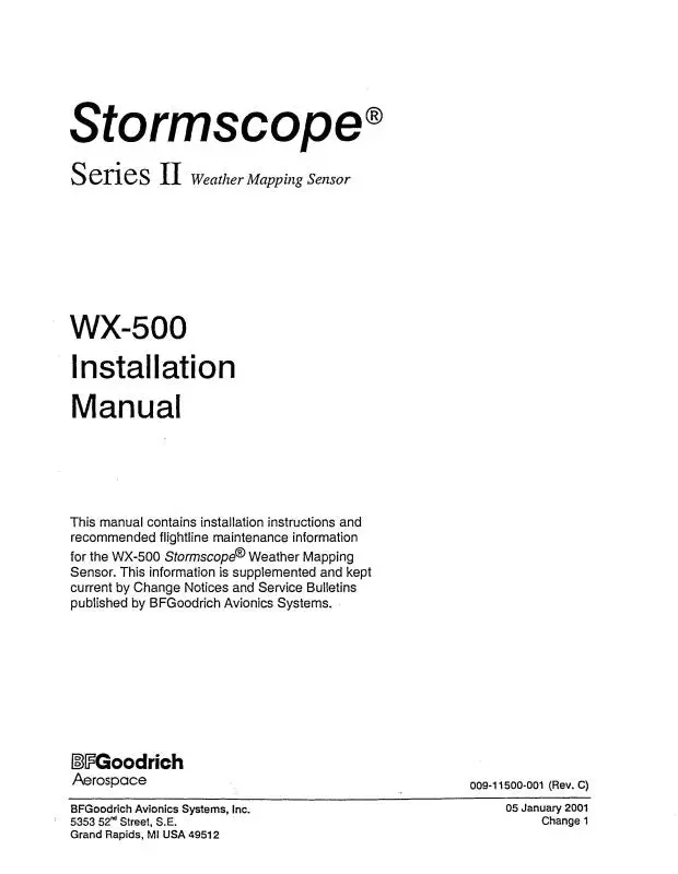 B.F. Goodrich Wx-500 Stormscope Installation Manual (009-11500-001) 1
