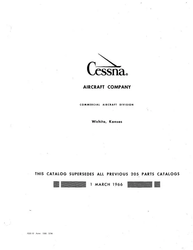 Cessna 205, 205A 1963-64 Illustrated Parts Catalog 1