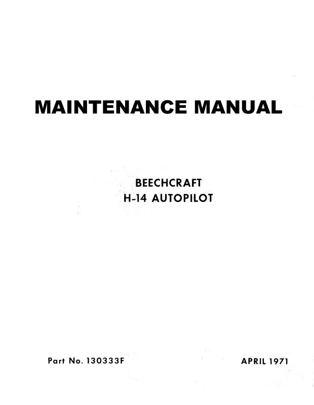 Beech H-14 Autopilot Maintenance Manual (Beh14-M-C) 1
