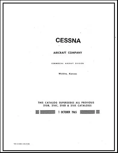 Cessna 210, T210 1962-66 Illustrated Parts Catalog 1