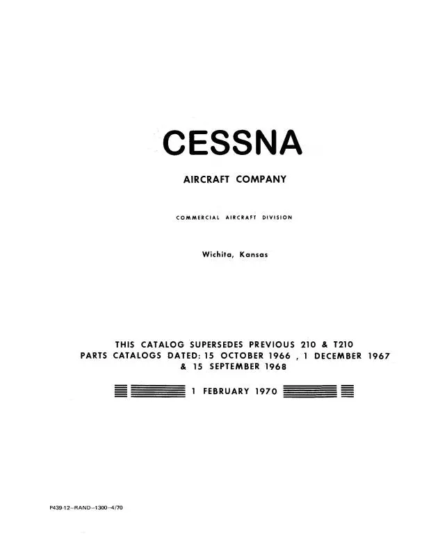 Cessna 210, T210 1967-69 Illustrated Parts Catalog 1