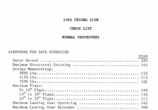 Cessna 210 Pilot's Checklist (Ce210--Cl-C) 1