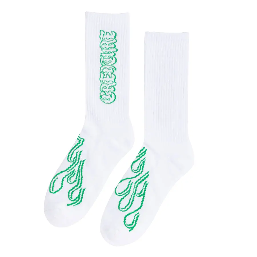 Creature To The Grave Crew Socks White (Mens 9-11) 1