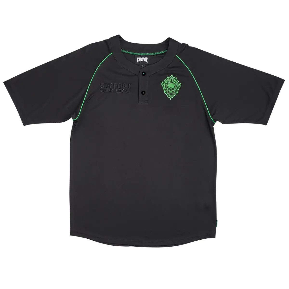 Creature Fiend Work S/S Baseball Jersey Top Black 1
