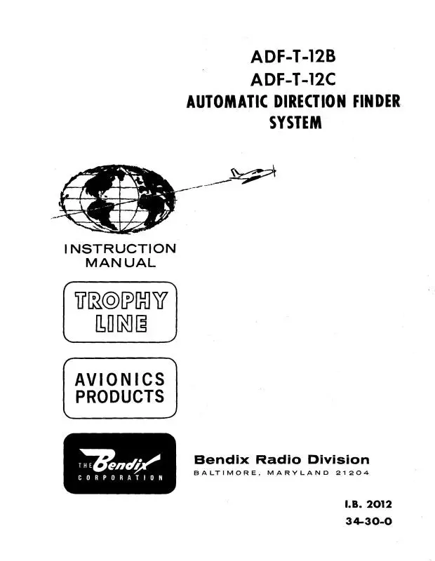 Bendix Adf-T-12B,C Instruction Manual (34-30-0) 1