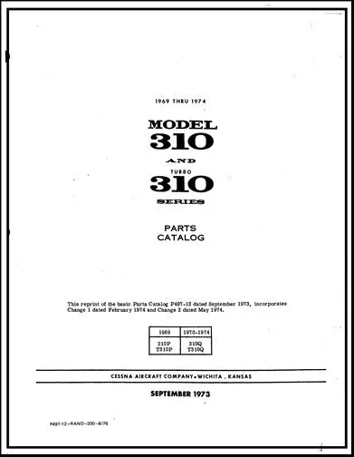 Cessna 310 & Turbo 310 1969-74 Parts Catalog 1