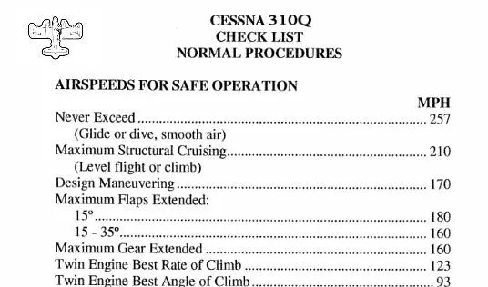 Cessna 310 Pilot's Checklist 1