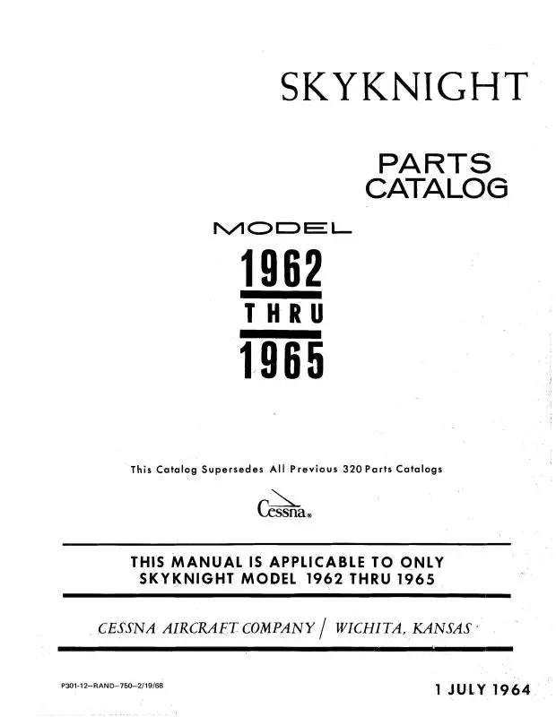 Cessna 320 Skyknight 1962-65 Parts Catalog 1