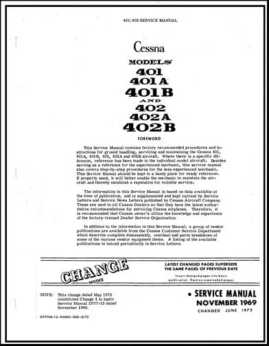 Cessna 401,401A,401B,402,402A,402B Maintenance Manual 1