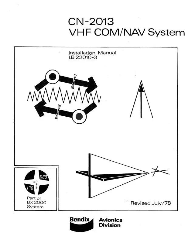 Bendix Cn-2013 Vhf Com-Nav System1978 Installation Manual (I.B.-22010-3) 1