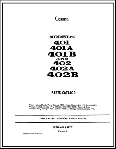 Cessna 401,401A,401B 402,402A,402B Parts Catalog 1