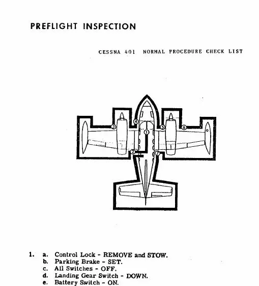 Cessna 401 Pilot's Checklist (Ce401-Cl-C) 1