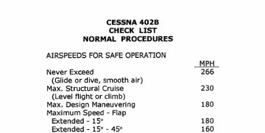 Cessna 402 Pilot's Checklist (Ce402bcl) 1