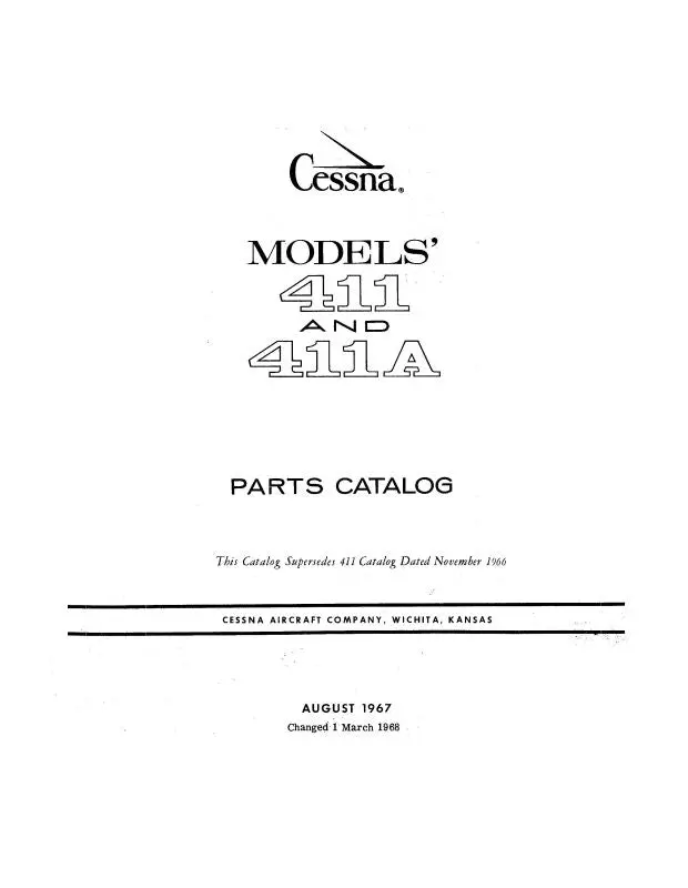 Cessna 411, 411A 1965-68 Parts Catalog 1