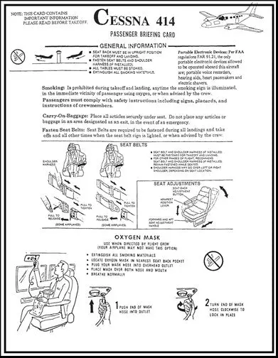 Cessna 414 Passenger Briefing Cards (Ce414pbc-C) 1