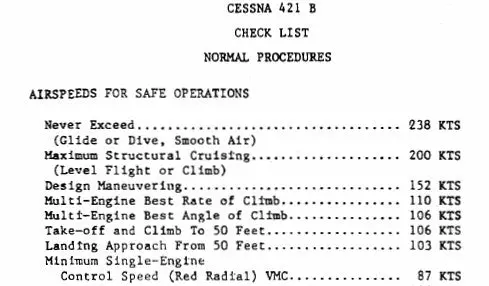 Cessna 421 Pilot's Checklist 1