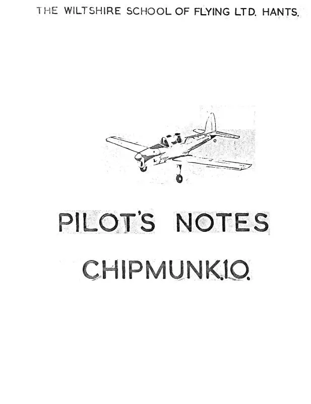 Dehavilland Chipmunk Series Pilot's Notes (Dechipmunk-Pn-C) 1