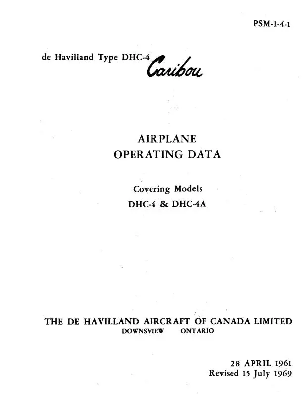 Dehavilland Dhc-4 & Dhc-4A Airplane Operating Data (Psm1-4-1) 1