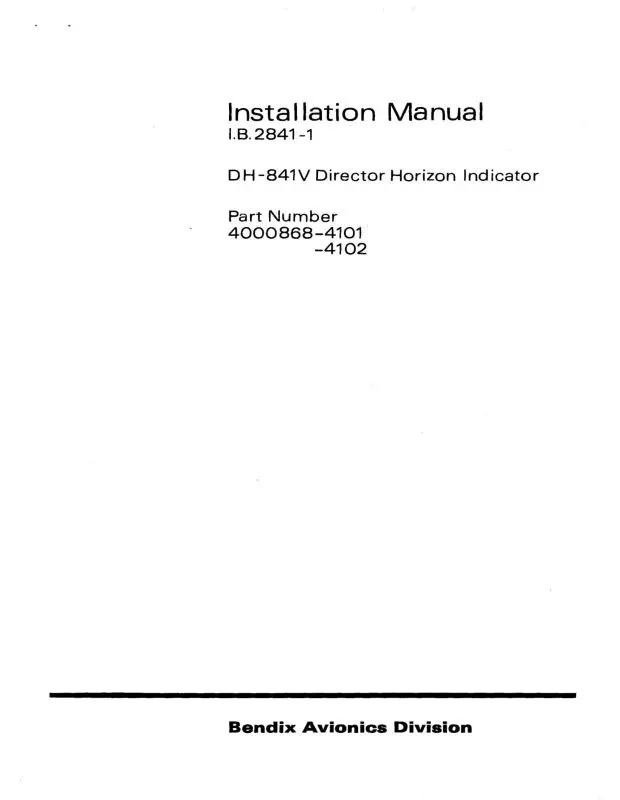 Bendix Dh-841V & 2179B Attitude Gyro Maintenance Manual (I.B.2841V) 1