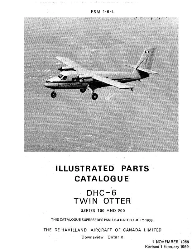 Dehavilland Dhc-6 Twin Otter 1968 Illustrated Parts Catalog (Psm-1-6-4) 1