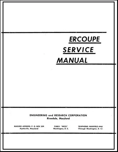 Ercoupe 415C,D 1947 Maintenance Manual (Er415c,D-M-C) 1