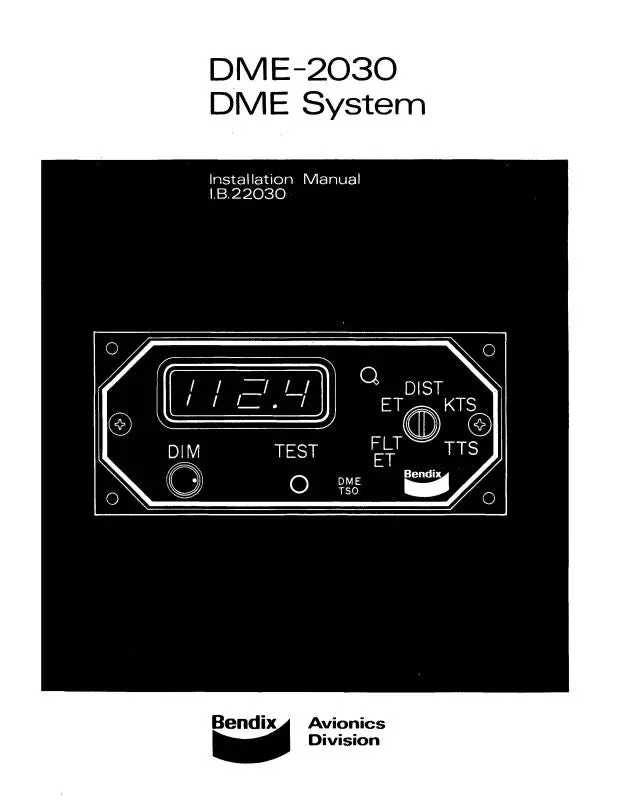 Bendix Dme-2030 Dme System Installation (Ib-22030) 1