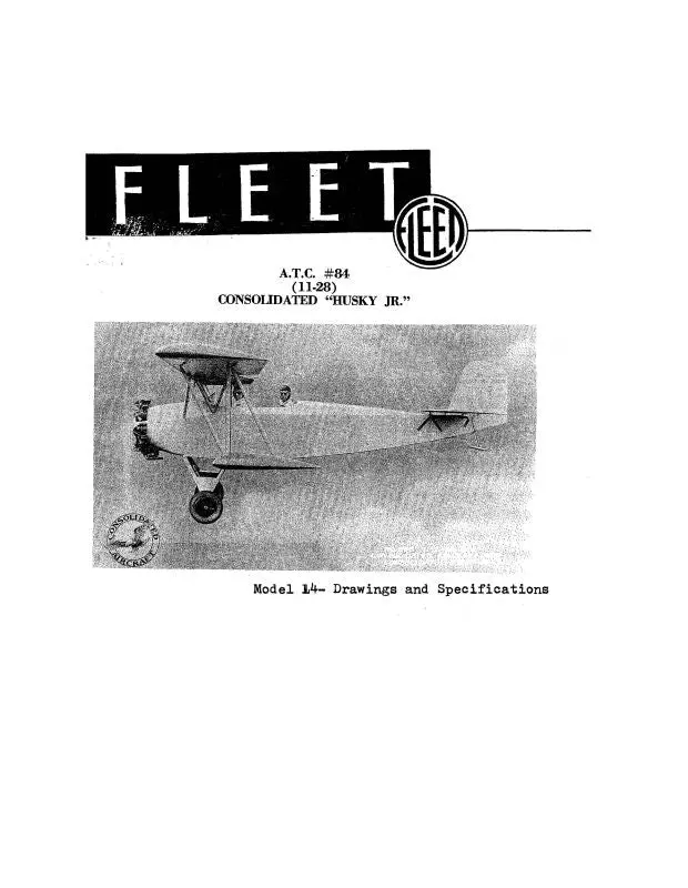 Fleet Model 14 Drawings & Aircraft Specifications (Femod14-Sp-C) 1