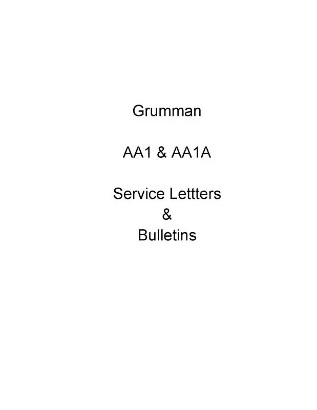 Grumman Aa1 & Aa1a Service Letters, Bulletins (Graa1) 1