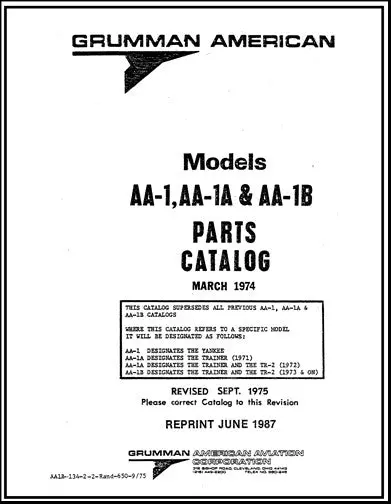 Grumman Aa-1, Aa-1A, & Aa-1B 1974 Parts Catalog (Aa1b-134-2) 1