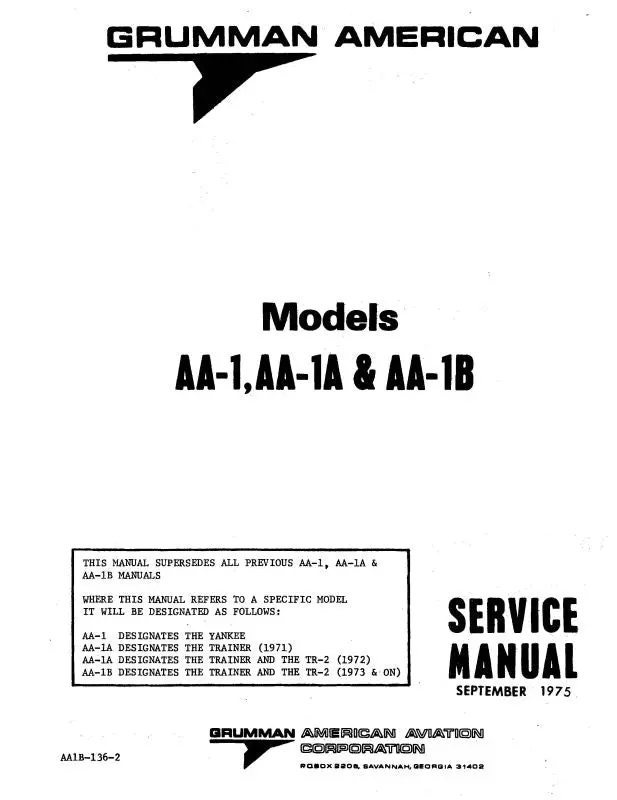 Grumman Aa-1, Aa-1A, & Aa-1B 1975 Maintenance Manual (Aa1b-136-2) 1