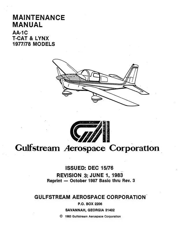 Grumman Model Aa-1C T-Cat & Lynx 1976 Maintenance Manual (7740) 1