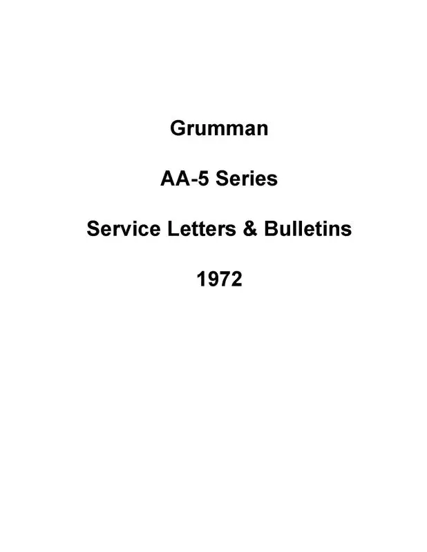 Grumman Aa-5 Series 1972 Service Letters, Bulletins (Graa5) 1