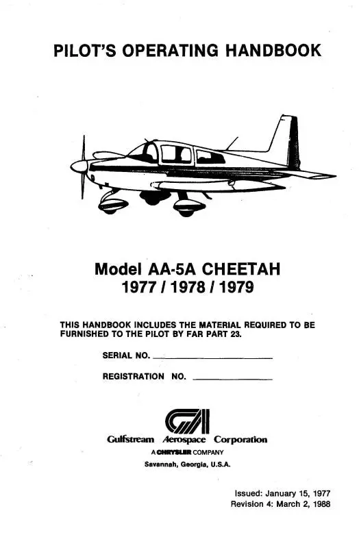 Grumman Aa-5A Cheetah 1977-79 Pilot's Operating Handbook (7732) 1