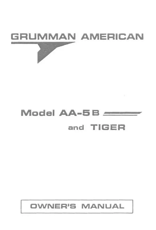 Grumman Aa5b Tiger Owner's Manual Pre 1977 (Aa-5B-137) 1