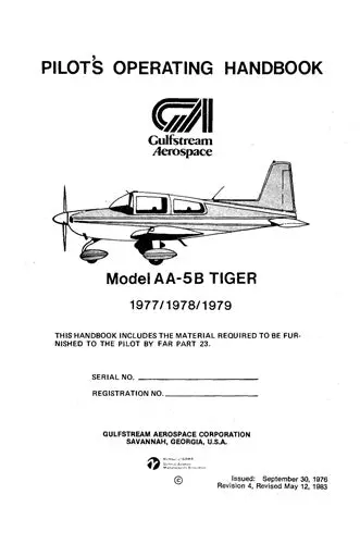Grumman Aa-5B Tiger 1977-79 Pilot's Operating Handbook (7733) 1