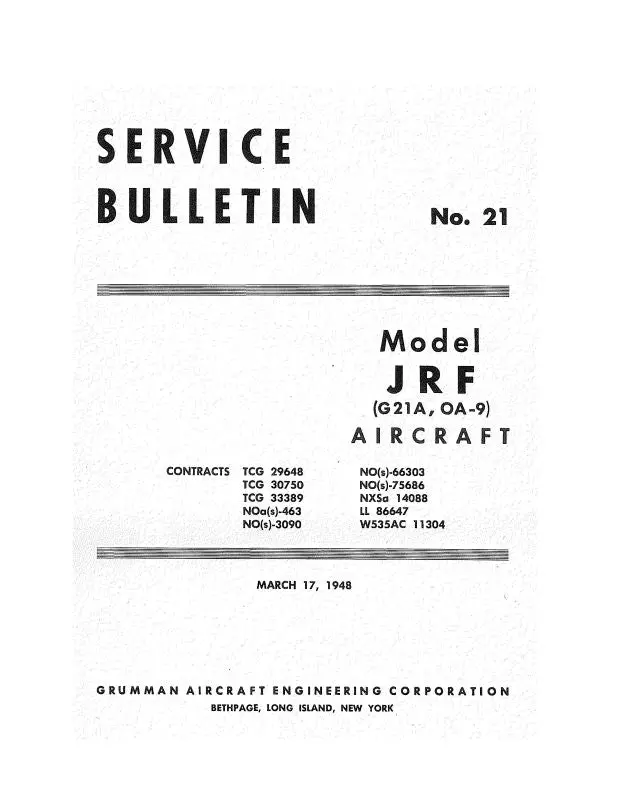 Grumman G-21A Goose Service Letters, Bulletins (Grg21a-Slb-C) 1