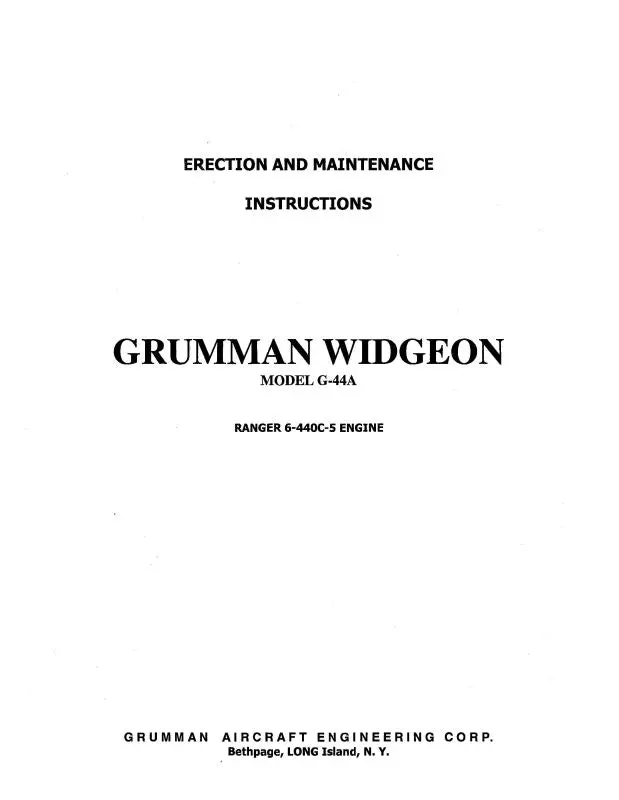 Grumman G-44A Widgeon Erection & Maintenance Instructions (Grg44a-M-C) 1