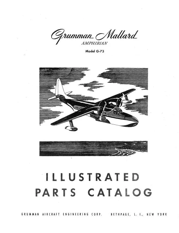 Grumman G-73 Mallard Amphibian Parts Catalog (Grg73-P-C) 1