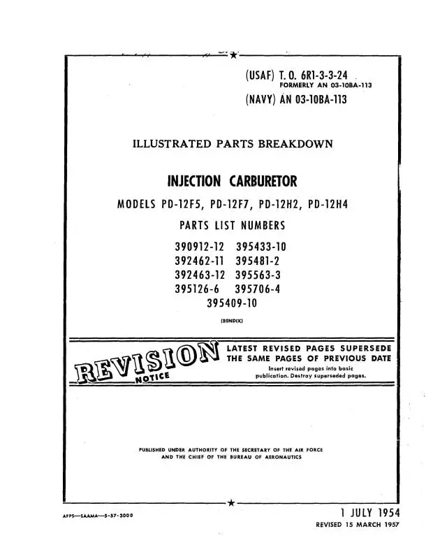 Bendix Pd-12F5,7 Pd-12H2,4 Carb1957 Illustrated Parts (To6r1-3-3-24) 1