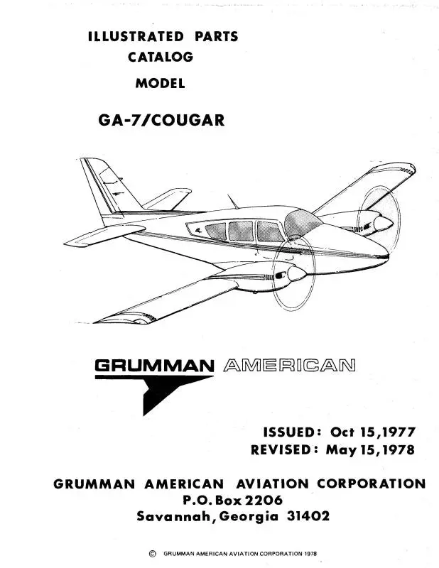 Grumman Ga-7 Cougar 1978 Illustrated Parts Catalog (7844) 1