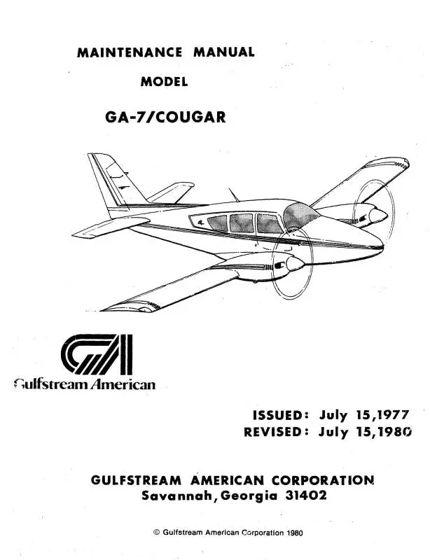 Grumman Ga-7 Cougar 1980 Maintenance Manual (Grga7cougarm) 1