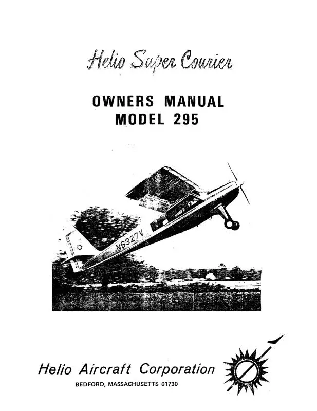Helio Aircraft Corporation 295 Helio Super Courier 1965 Owner's Manual (He295-65-O) 1