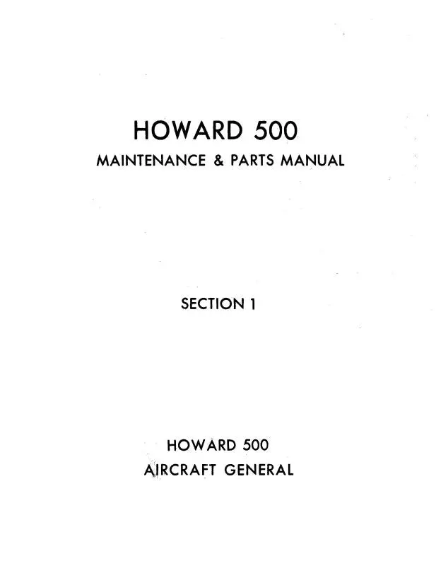 Howard 500 Series Maintenance & Parts Manual (Hr500-Mp-C) 1