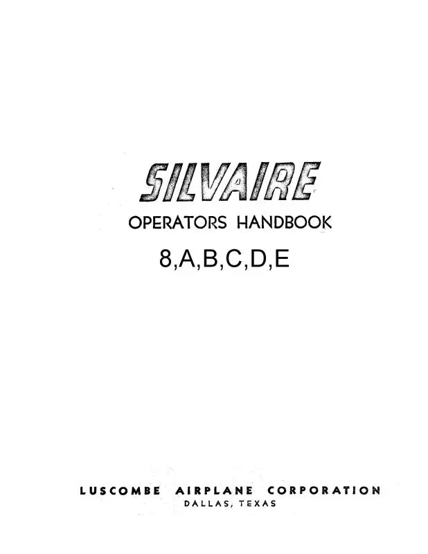 Luscombe 8,A,B,C,D,E Operator's Handbook (Lu8,A,B-Op-C) 1