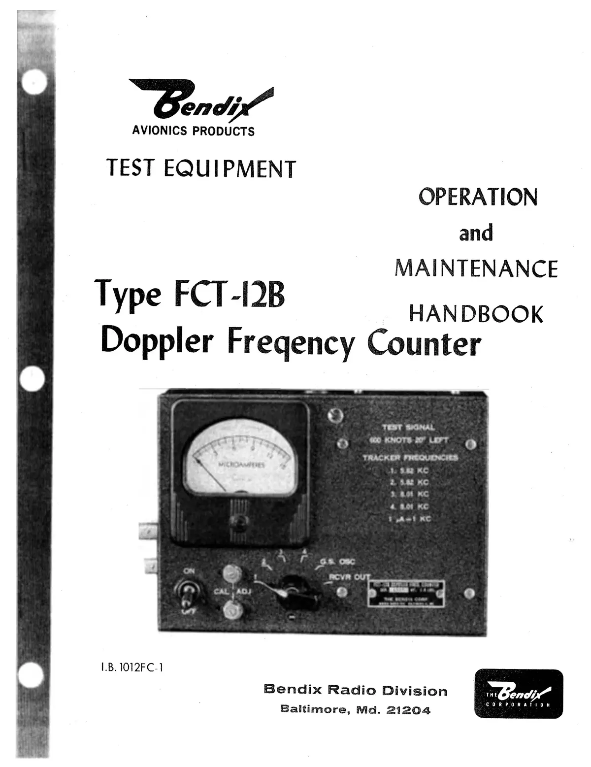 Bendix Fct-12B Operation & Maintenance Handbook (I.B.1012Fc-1) 1
