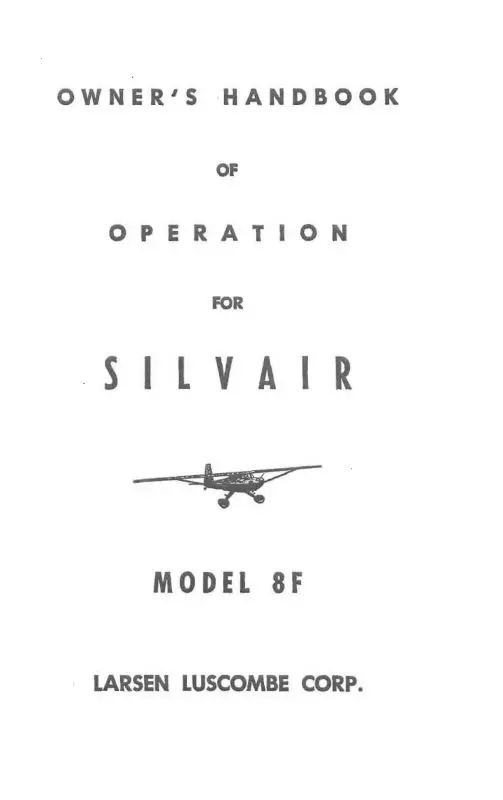 Luscombe  Silvair 8F Owner's Handbook Of Operation (Lu8f-O-C) 1