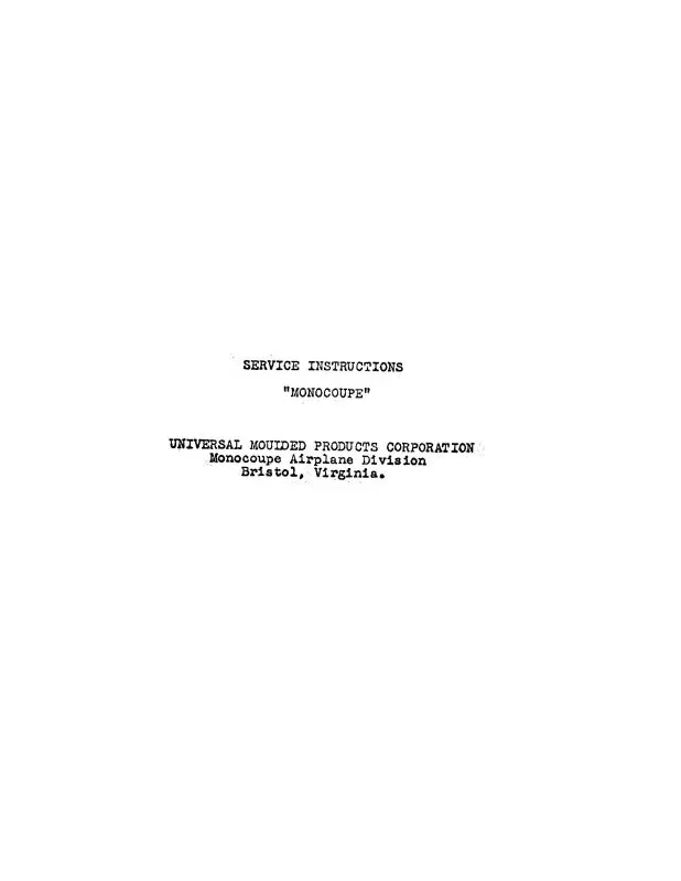 Monocoupe Service Instructions (Monocoupe-S) 1