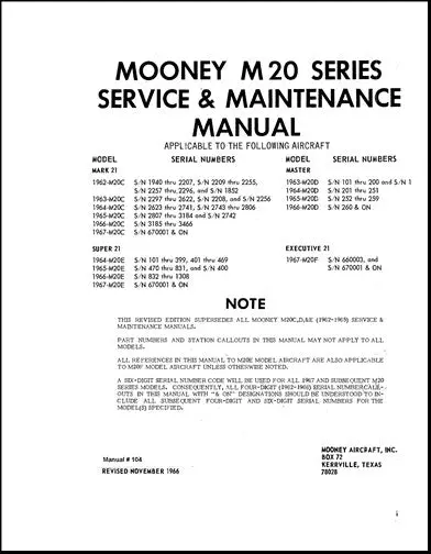 Mooney M20 Series 1962-67 Maintenance & Service (104) 1