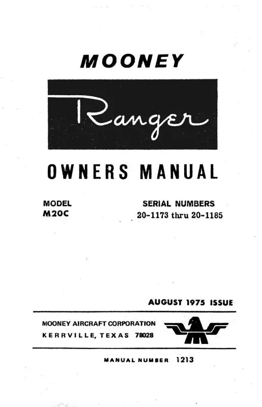 Mooney M20c Ranger 1975 Owner's Manual (1213) 1