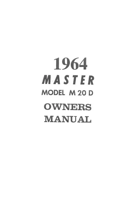 Mooney M20d Master Owner's Manual (Mom20d--O-C) 1